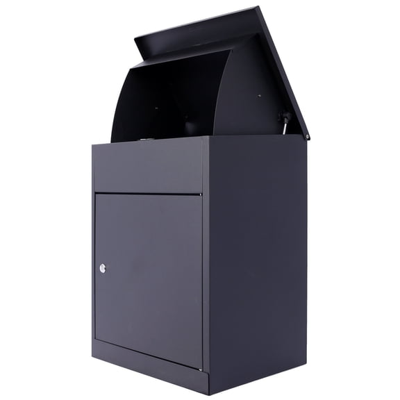 Extra Large Package Delivery Box for Outside, Lockable Galvanized Steel Parcel Mailbox, Anti-Theft Security for Porch Curbside, Black 22.8x17.3x14.2 inch