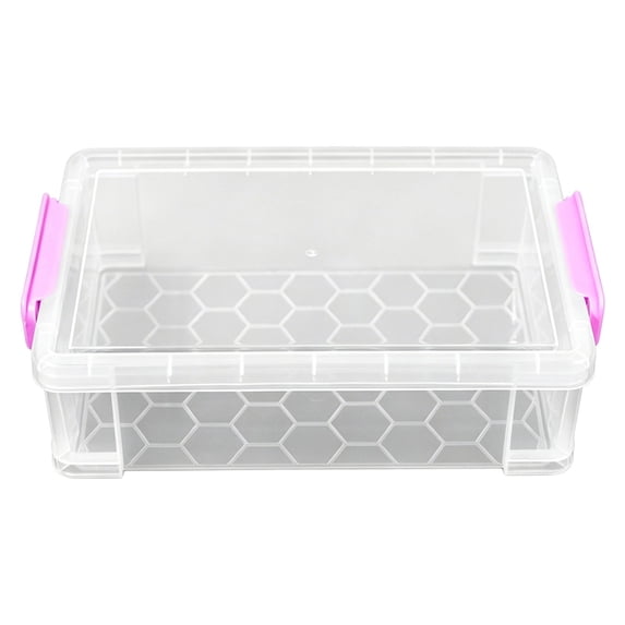 Extra Large Pencil Box, Plastic Crayon And Marker Organizer With Lid, Stackable Storage Containers For Art Craft Pens (Purple ,22.5*14)