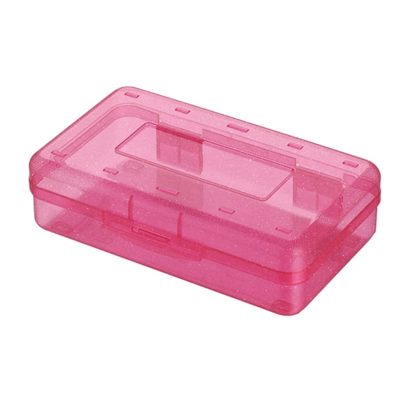 Extra Large Pencil Boxes - Clear Plastic Organizer with Snap Lid for Pens, Markers, Crayons | Stackable Storage Case(8.1x4.7x2.4in)