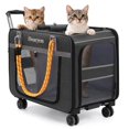 thumbnail image 1 of Extra Large Pet Cat Carrier with Wheels, Pet Carrier for 2 Cats or Medium Dog, 24" X 15" X 17" Portable Dog Cat Crate for Large Cat, Support up to 40 Lbs, Grey, 1 of 10