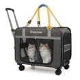 thumbnail image 1 of Extra Large Pet Cat Carrier with Wheels, Pet Carrier for 2 Cats or Medium Dog, 24" X 15" X 17" Portable Dog Cat Crate for Large Cat, Support up to 40 Lbs, Grey, 1 of 10