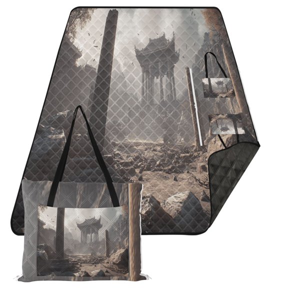 Extra Large Picnic Beach Blanket Waterproof Sand Proof Portable Outdoor Mat Ancient Ruins 80x118