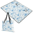 thumbnail image 1 of Extra Large Picnic Beach Blanket Waterproof Sand Proof Portable Outdoor Mat Blue Flower and Leaf 60x80, 1 of 9