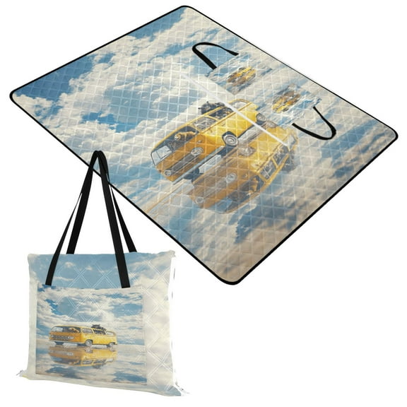 Extra Large Picnic Beach Blanket Waterproof Sand Proof Portable Outdoor Mat Bus on Lake 60x80