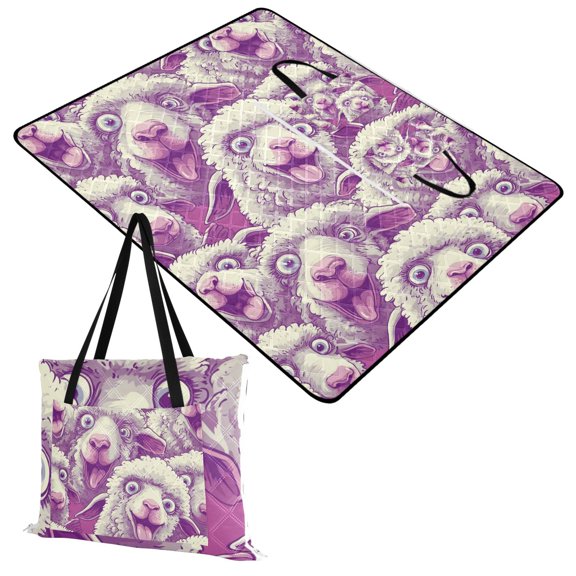 Extra Large Picnic Beach Blanket Waterproof Sand Proof Portable Outdoor Mat Cartoon Funny Sheep 60x80