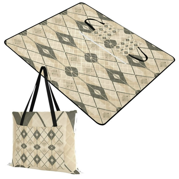 Extra Large Picnic Beach Blanket Waterproof Sand Proof Portable Outdoor Mat Coffee Block 60x80