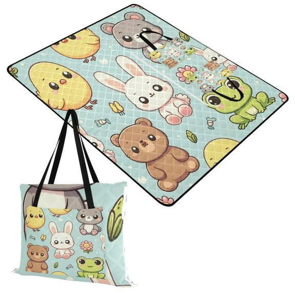 Extra Large Picnic Beach Blanket Waterproof Sand Proof Portable Outdoor Mat Cute Frog Bear Rabbit 60x80