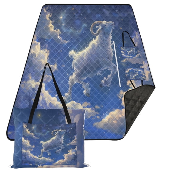 Extra Large Picnic Beach Blanket Waterproof Sand Proof Portable Outdoor Mat Cute Sheep in Sky 80x118