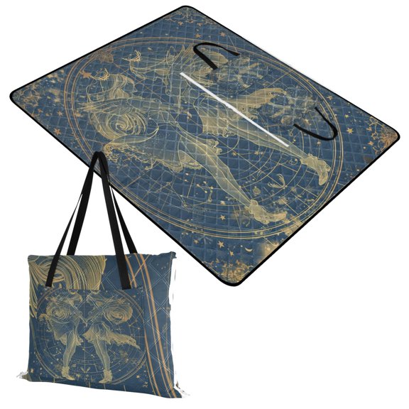 Extra Large Picnic Beach Blanket Waterproof Sand Proof Portable Outdoor Mat Gemini Of Zodiac 60x80