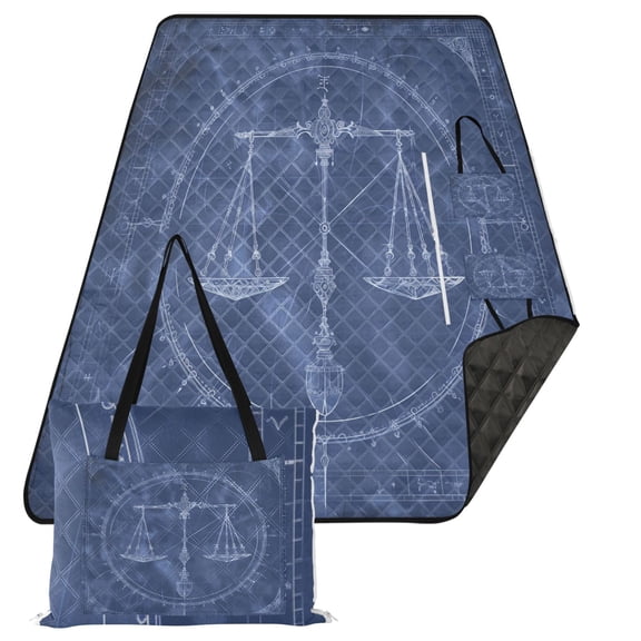 Extra Large Picnic Beach Blanket Waterproof Sand Proof Portable Outdoor Mat Libra Of Zodiac 80x118