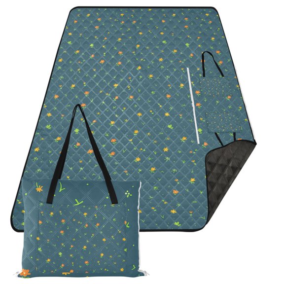 Extra Large Picnic Beach Blanket Waterproof Sand Proof Portable Outdoor Mat Little Flower and Grass 80x118