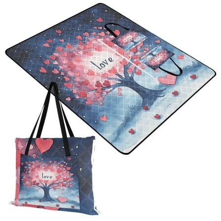 Extra Large Picnic Beach Blanket Waterproof Sand Proof Portable Outdoor Mat Love Tree 60x80