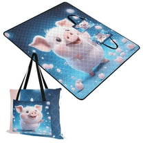 Extra Large Picnic Beach Blanket Waterproof Sand Proof Portable Outdoor Mat Lovely Pig and Petals 60x80