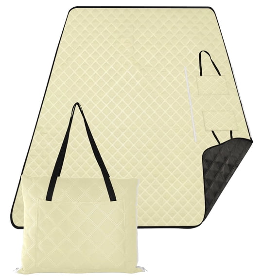 Extra Large Picnic Beach Blanket Waterproof Sand Proof Portable Outdoor Mat Pale Yellow 80x118