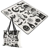 Extra Large Picnic Beach Blanket Waterproof Sand Proof Portable Outdoor Mat Pumpkins Bats Spiderweb Churches 60x80