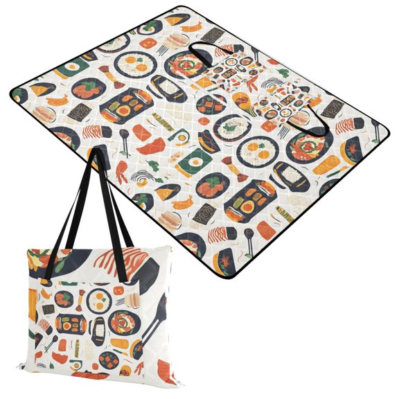 Extra Large Picnic Beach Blanket Waterproof Sand Proof Portable Outdoor Mat Rice Egg Meat 60x80