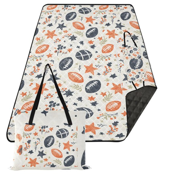 Extra Large Picnic Beach Blanket Waterproof Sand Proof Portable Outdoor Mat Rugby Leaves Star 80x118