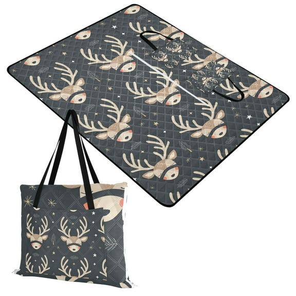 Extra Large Picnic Beach Blanket Waterproof Sand Proof Portable Outdoor Mat Sleep Cute Deer 60x80