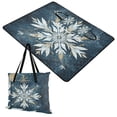 thumbnail image 1 of Extra Large Picnic Beach Blanket Waterproof Sand Proof Portable Outdoor Mat Snowflake Of White Feathers 60x80, 1 of 9