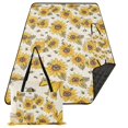 thumbnail image 1 of Extra Large Picnic Beach Blanket Waterproof Sand Proof Portable Outdoor Mat Sunflowers Honey Bee 80x118, 1 of 9