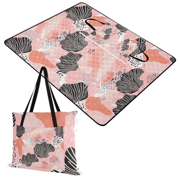 Extra Large Picnic Beach Blanket Waterproof Sand Proof Portable Outdoor Mat Trendy Hand Drawn Shells 60x80