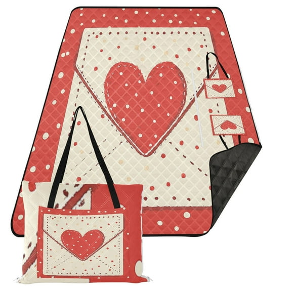 Extra Large Picnic Beach Blanket Waterproof Sand Proof Portable Outdoor Mat Valentines Day Love Letter 80x118