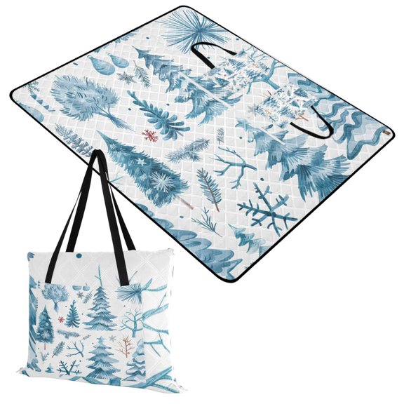 Extra Large Picnic Beach Blanket Waterproof Sand Proof Portable Outdoor Mat Winter Tree Plants 60x80