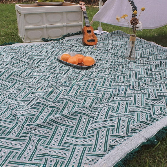 Extra Large Picnic Blanket 70.9x70.9in Green Foldable Waterproof Soft Cotton Mat for Beach Camping Grass Outdoor Indoor Couples Family Picnic Gift