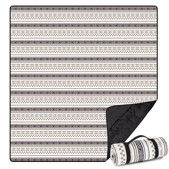 Extra Large Picnic Blanket(79 "x 82"), 3-Layer Thickening Waterproof Camping Blanket, Sandproof Picnic Blanket for Beach, Machine Washable, Wear-Resistant, Soft and Comfortable (Boho Brown)