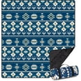 thumbnail image 1 of Extra Large Picnic Blanket(80 "x 80"), 3-Layer Thickening Waterproof Camping Blanket, Sandproof Picnic Blanket for Beach, Machine Washable, Wear-Resistant, Soft and Comfortable(Boho Blue), 1 of 6