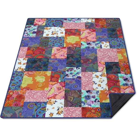 Extra Large Picnic Blankets Waterproof Foldable (60"x 80") Beach Blanket Waterproof Sandproof,3-Layer Thicking Mat Outdoor Packable Camping Blanket