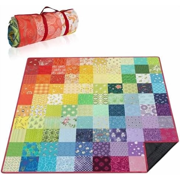 Extra Large Picnic Blankets Waterproof Foldable (80"x 80") Boho Beach Blanket Waterproof Sandproof,3-Layer Thicking Mat Outdoor Packable Camping Blanket