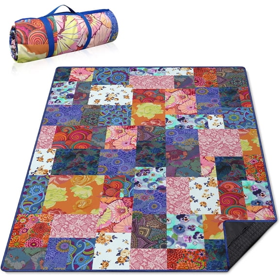 Extra Large Picnic Blankets Waterproof Foldable (80 "x 80") Beach Blanket Waterproof Sandproof,3-Layer Thicking Mat Outdoor Packable Camping Blanket