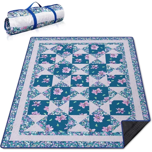 Extra Large Picnic Blankets Waterproof Foldable (80 "x 80") Beach Blanket Waterproof Sandproof,3-Layer Thicking Mat Outdoor Packable Camping Blanket