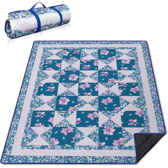 Extra Large Picnic Blankets Waterproof Foldable (80 "x 80") Beach Blanket Waterproof Sandproof,3-Layer Thicking Mat Outdoor Packable Camping Blanket