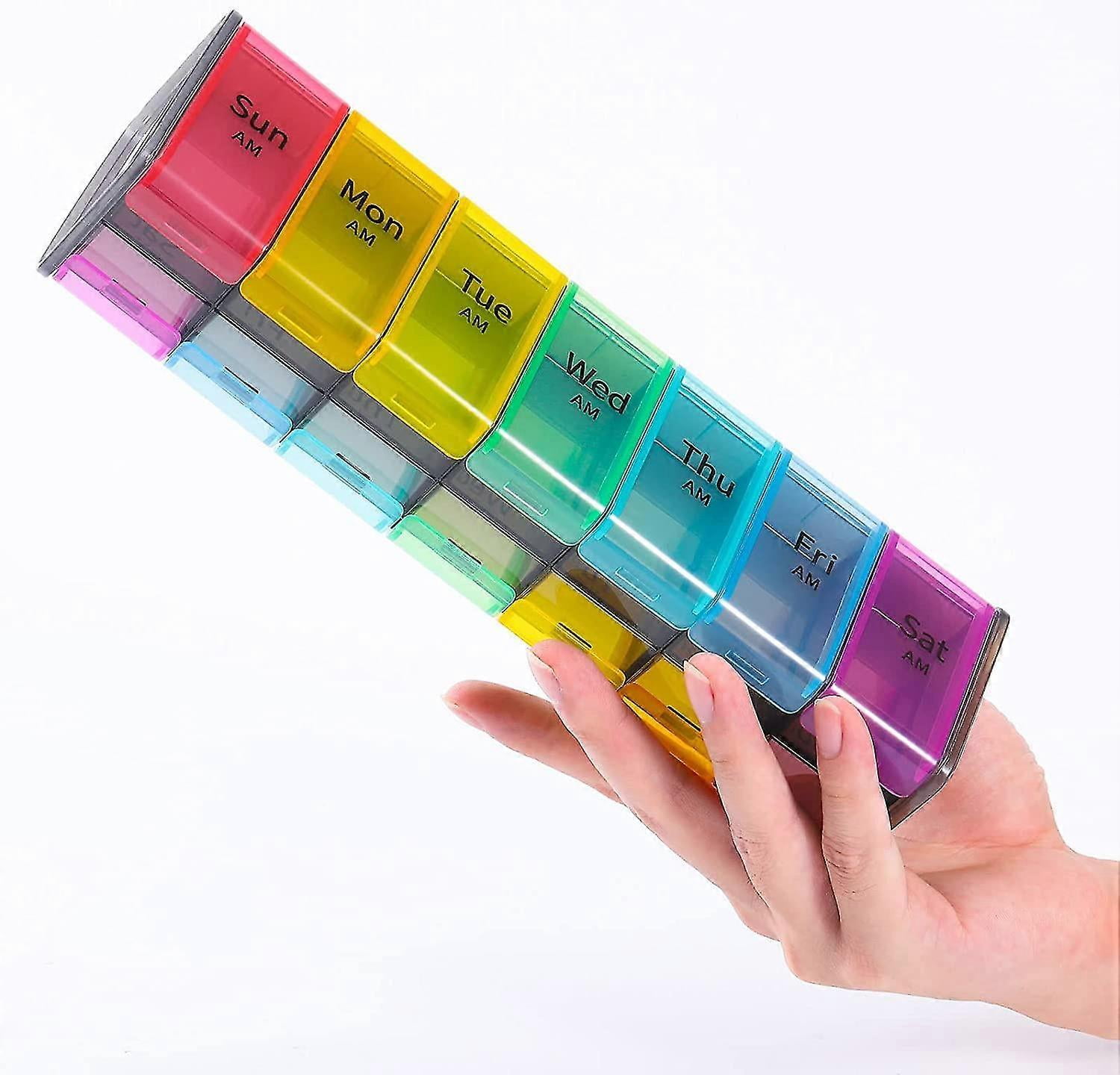 Extra Large Pill Organizer 2 Times A Day, Pill Box 7 Day Weekly Pill