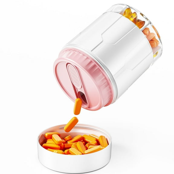 Extra Large Pill Organizer for Vitamins and Supplements, Pill Dispenser with 7 Compartments for Monthly Stroage, Jumbo Pill Box for Home, Travel Pill Case for Long Term Trips (White)