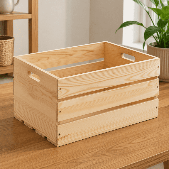 Extra Large Pine Wood Crates For Storage, Vinyl Records Storage Crates, The Storage Crates Are Made Of Pure Natural Solid Wood, Exuding Natural Pine Flavor, Unfinished Wooden Crates For Display