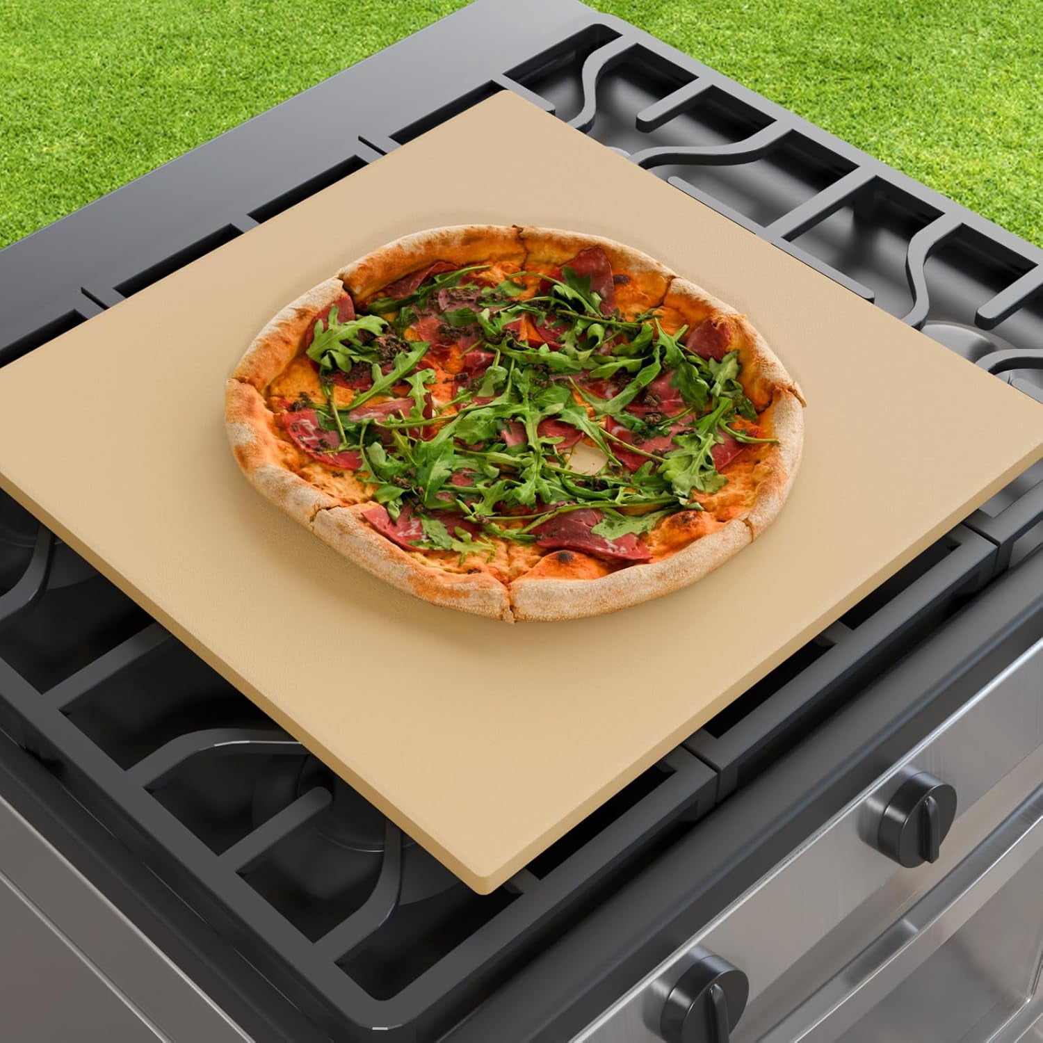 Extra Large Pizza Stone 18 Inch, Rectangular Pizza Grilling/Baking Stone 18" x 18", Industrial Commercial Oven Stone, Ideal for Grilling Baking Several Pizzas Bread