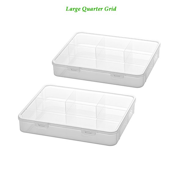 Extra Large Plastic Pencil Box Storage Organizer, Stackable Translucent Clear Office Supplies Container, Snap-Lock Handles, 2 Sizes, 1 Set