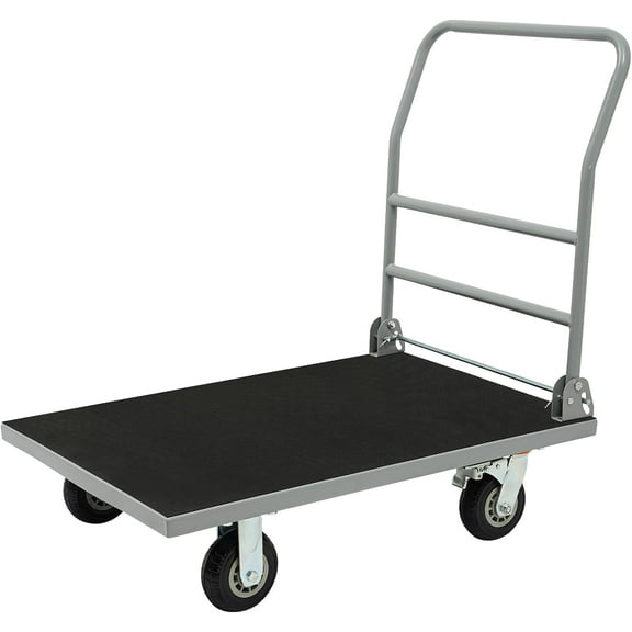 Extra Large Platform Truck Cart,Dolly Cart Heavy Duty Push Cart Dolly with 2200 LBS Capacity, Foldable Flat Cart Hand Trucks with Non-Slip Mat and Wheels (Silver+Black 6in Wheel)