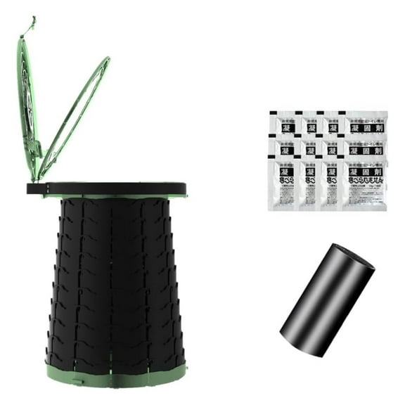 Extra Large Plus Size Big and Tall Portable Toilet, Ideal as Travel Potty for Car, Trucker or Boat or Porta Potty for Adults, Camp Toilet. Poo Gel and Bags Included. Army Green