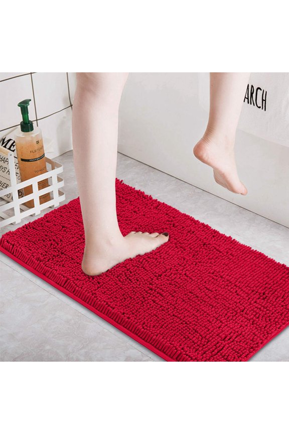Extra Large Plush Microfiber Non Slip Soft Bathroom Rug, Absorbent Machine Washable Chenille Bath Mat | Quick Dry Carpet, Great for Bath, Shower, Bedroom, or Door Mat (24"x16")