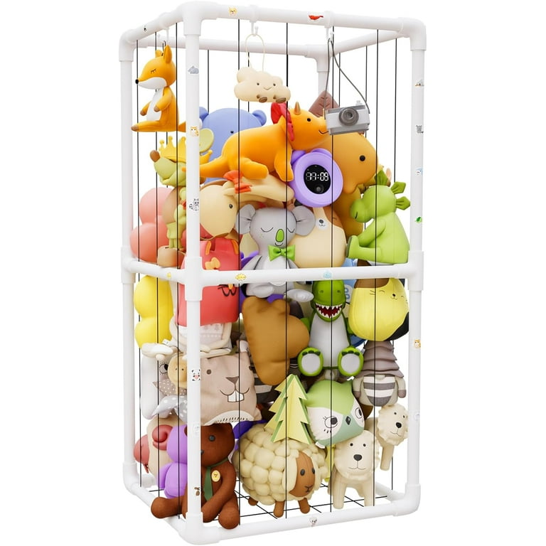 Extra Large Plush Stuffed Animal Storage Zoo Holder Standing Kids Toy Storage Organizer Shelves Basket with Nets for Stuffed Animals Play Room Decor Corner Toy Box Storage. Thicker Tube Walmart