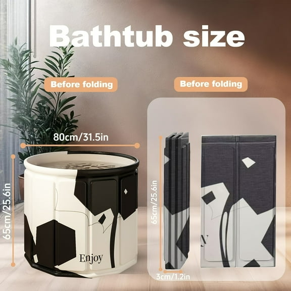 Extra-Large Portable Folding Hot Tub for Adults, Deep Soaking Bath Spa for Indoor & Outdoor Use, Compact Storage, Ideal for Apartments, Alternative to Inflatable Hot Tub