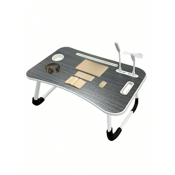 Extra Large Portable Laptop Bed Table Folding Table, Computer Table - Multifunctional Tray Stand With Cup Holder And Drawer, USB, Fan And Light - Ideal For Eating, Reading And Writing In Bed