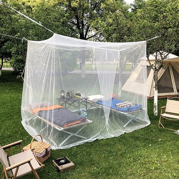Extra-Large Portable Mosquito Net Shelter with Breathable Mesh, Dual-Door Entry, and Overhang for Indoor and Outdoor Use During Spring, Summer, and Fall Seasons – Lightweight and Easy Setup Design