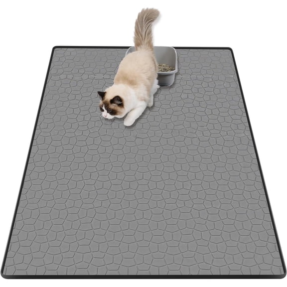 Extra Large Premium Cat Litter Mat,Cat Litter Trapping Mat, Non-Slip Scatter Control Trapping Mat for Litter Box, Easy to Clean Litter Pad, Scatter Control Mat(34x22 Inches - Gray)