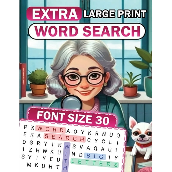 Extra Large Print Word Search: Font Size 30, (Paperback)