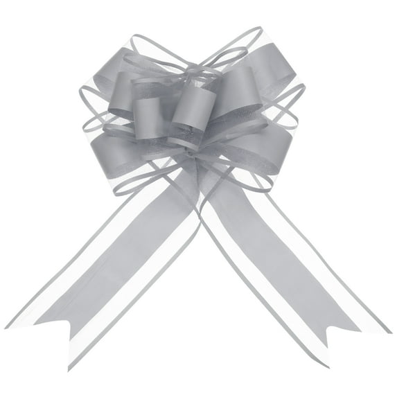 Extra Large Pull Bow Gift Wrapping Big Organza Bows Ribbon for Wedding Baskets Presents Grey-9 Inch